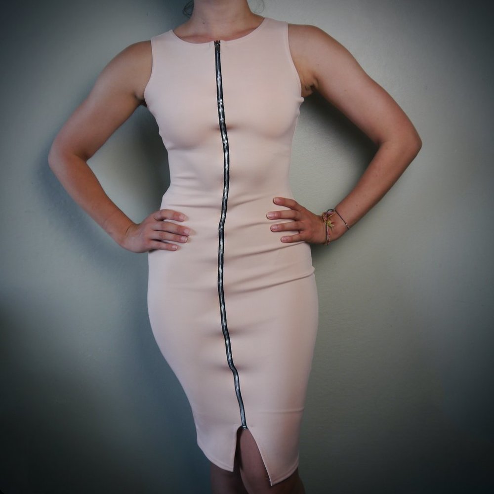Boohoo Pale Pink Bodycon Dress | Size 2